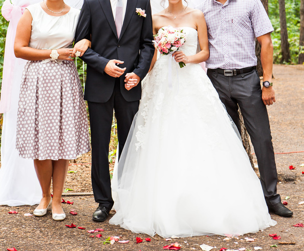 wedding couple  and the best man with  bridesmaids - Photo, Image