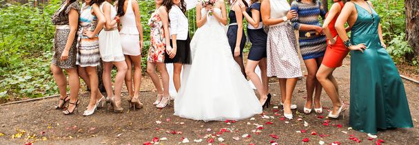 Close up of bride and bridesmaids - Photo, Image