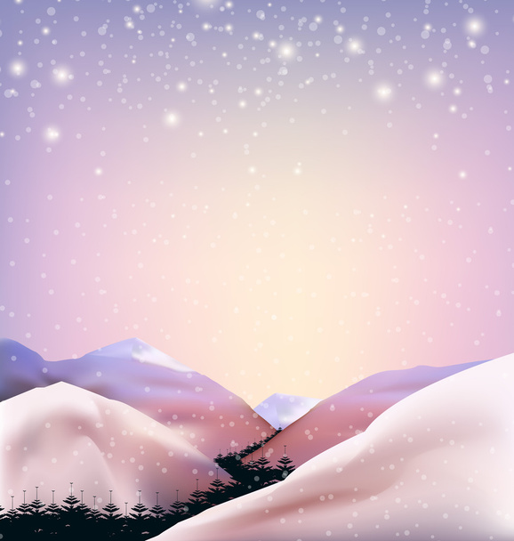 Zimą opady śniegu kropla górskich na jasnym tle - Wektor, obraz