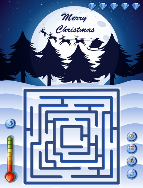 Modelo de jogo de labirinto com tema de Natal
 - Vetor, Imagem