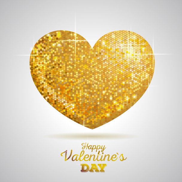 Valentine sparkle golden love heart - Vetor, Imagem