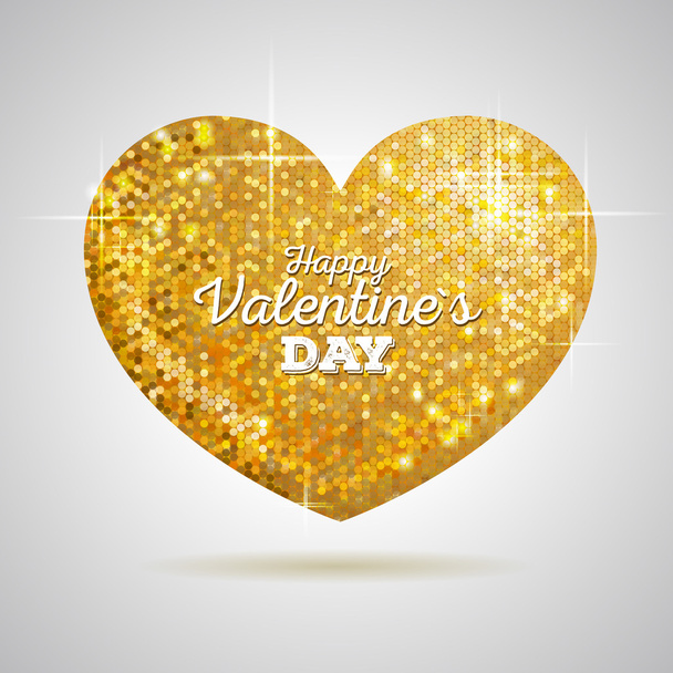 Valentine sparkle golden love heart - Vektor, kép