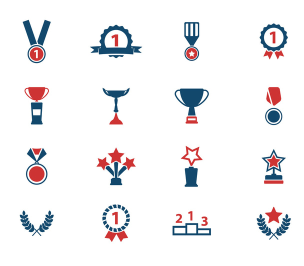 Medaile a trofeje jednoduše ikony - Vektor, obrázek