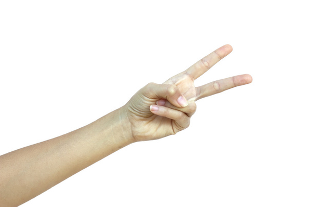 Hand with two fingers up in the  victory symbol. - Foto, immagini