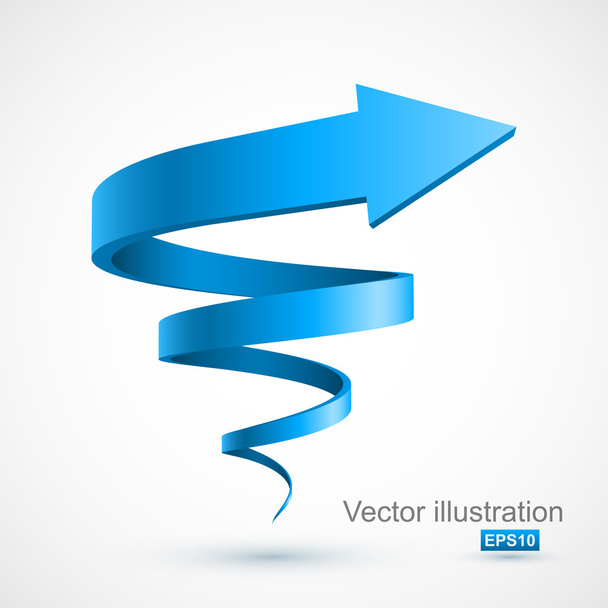blauwe spiraal pijl 3d - Vector, afbeelding