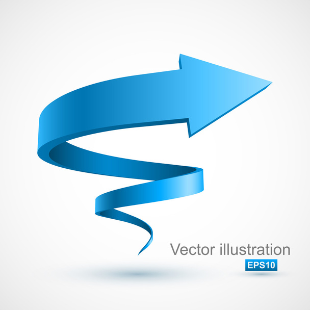 blauwe spiraal pijl 3d - Vector, afbeelding