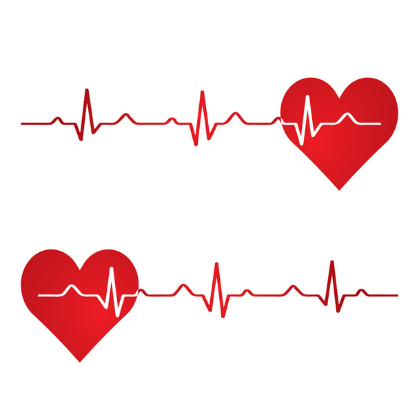 Coração vermelho com ekg no branco - desenho médico
. - Vetor, Imagem