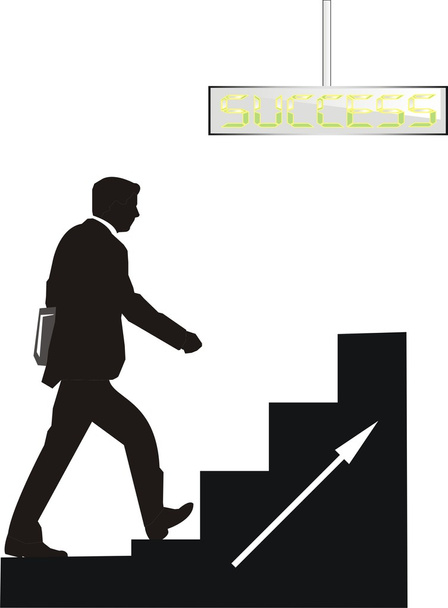 Business man is walking on stears - Vector, Image
