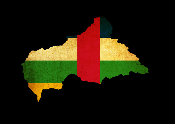 Map outline of Central African Republic with flag grunge paper e - Photo, Image