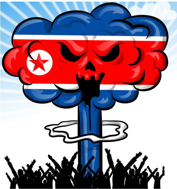 bomb on north korea flag - Vector, Image