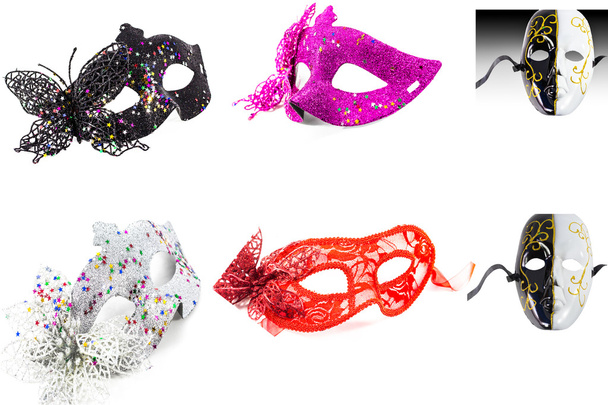 Máscara de carnaval decorada con diseños sobre fondo blanco
 - Foto, Imagen