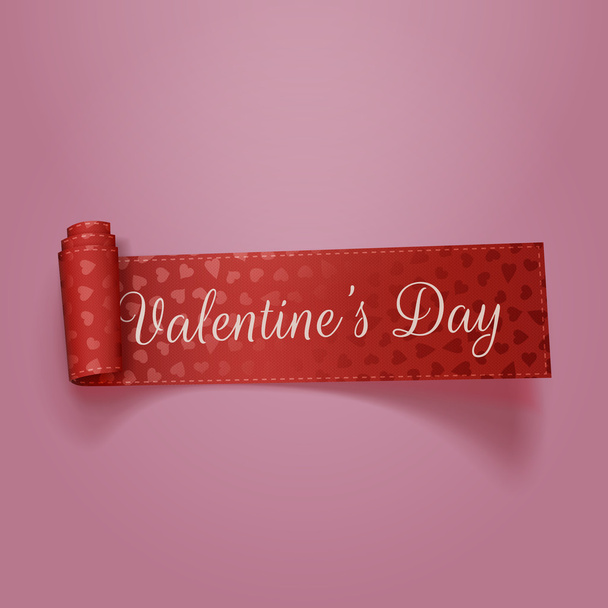 美しいバレンタインの日赤い繊維リボン - ベクター画像