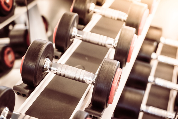 Dumbbell equipment in fitness gym - Фото, зображення