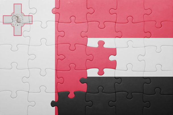 puzzle Málta és Jemen zászlaja - Fotó, kép