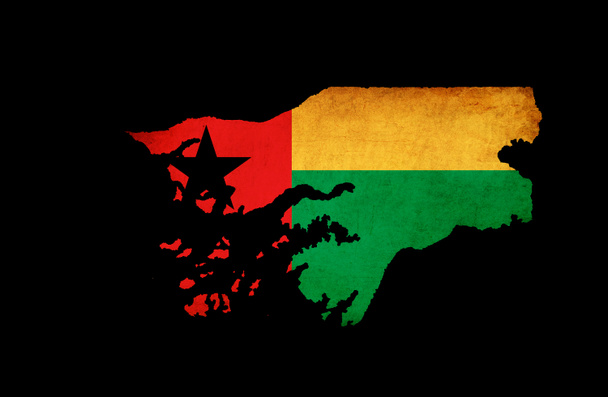 περίγραμμα του χάρτη της Γουϊνέας-Μπισάου με σημαία grunge αποτέλεσμα χαρτί - Φωτογραφία, εικόνα