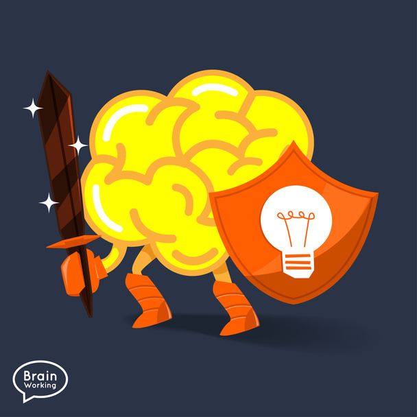 Brain in action protect - Vector, Image