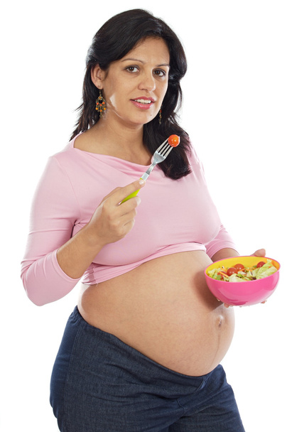 krásné těhotenství jíst salát - Fotografie, Obrázek