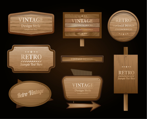 Realistic vector wood sign and banner - Wektor, obraz