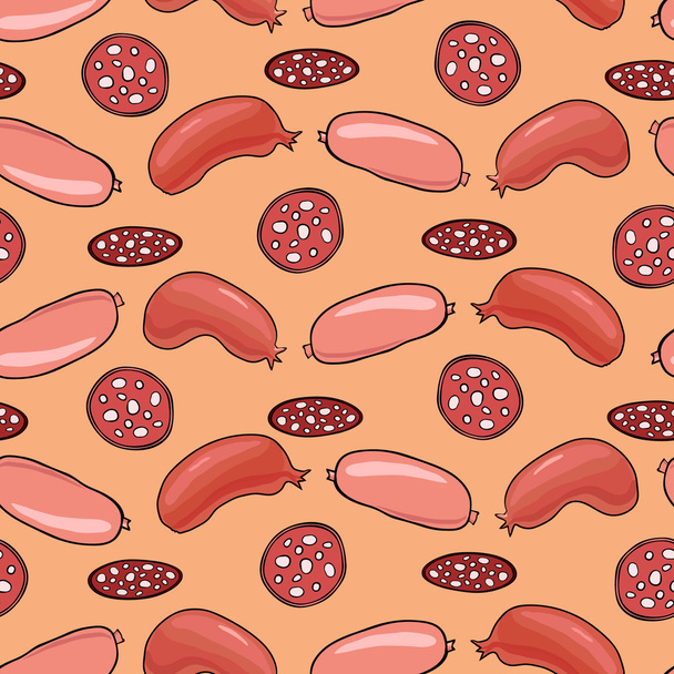Seamless pattern with sausages - Vector, Image