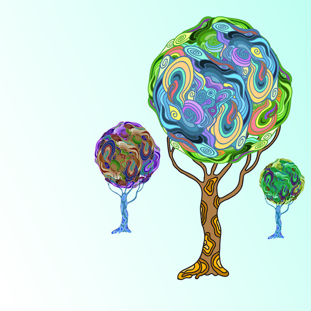 absztrakt különböző színű doodle fa - Vektor, kép