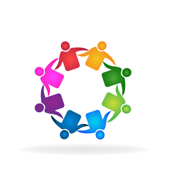 友情のロゴを会議チームワーク - ベクター画像