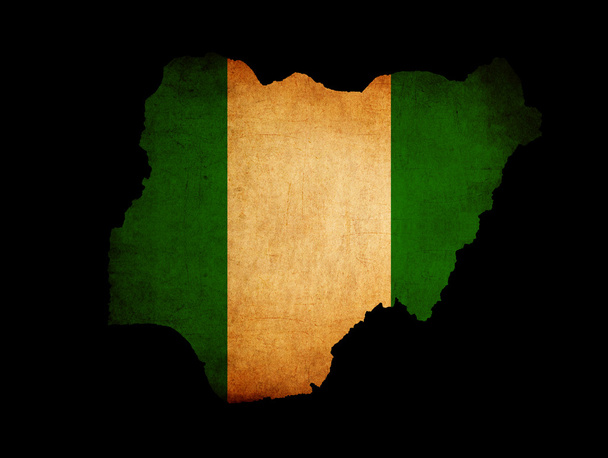 Mapa de Nigeria con efecto de papel grunge bandera
 - Foto, imagen