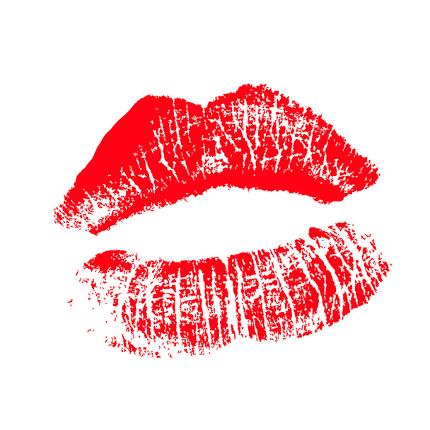 Print of red lips. Vector illustration on a white background. EPS - Vector, Image