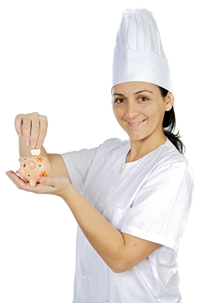 Приваблива кухарка заощаджує гроші
 - Фото, зображення