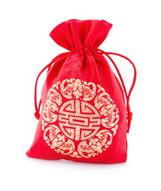 Red fabric bag or ang pow. - Zdjęcie, obraz