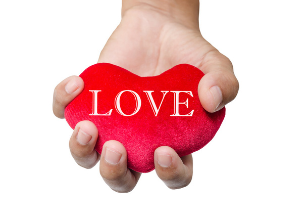 Love text on red heart. - Valokuva, kuva