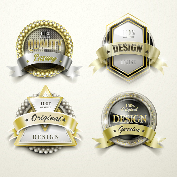 sumptuous golden labels design - Vector, Image