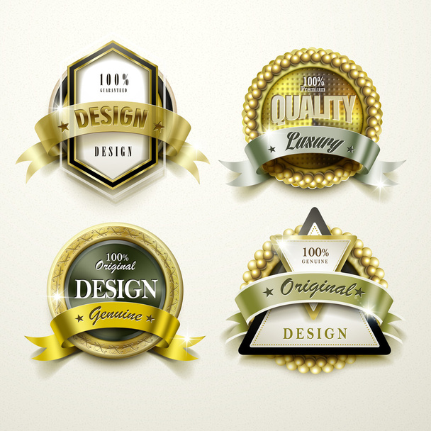 elegant golden labels design set - Vector, Image