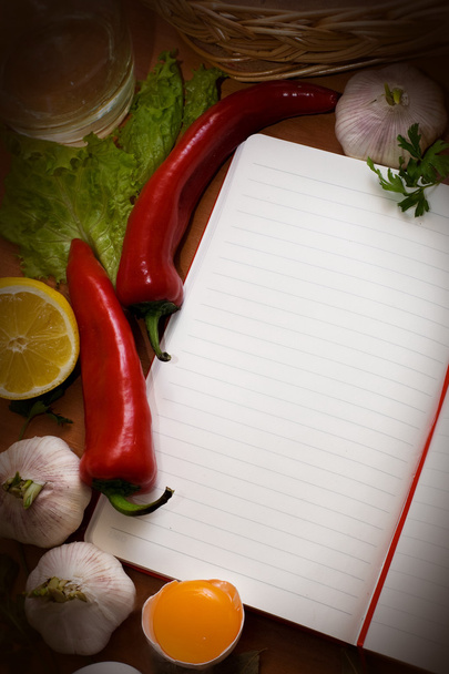 料理のレシピと食事のアイデアのためのノート - 写真・画像