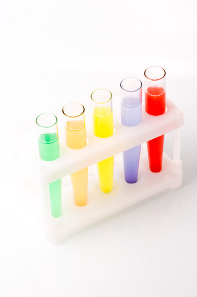 Multicolored liquid chemical tubes. - Fotó, kép