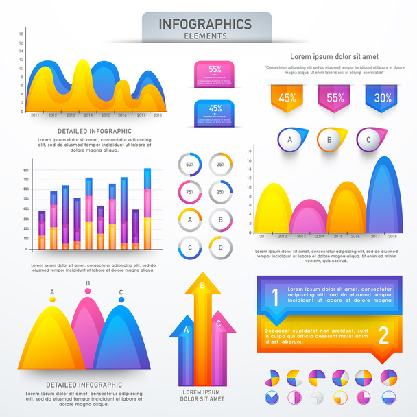 Set of statistical infographic elements for Business. - Vektör, Görsel