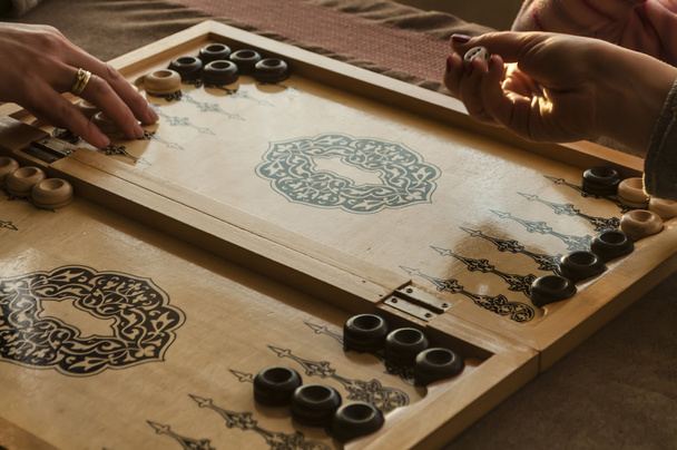 vintage wooden backgammon - Zdjęcie, obraz