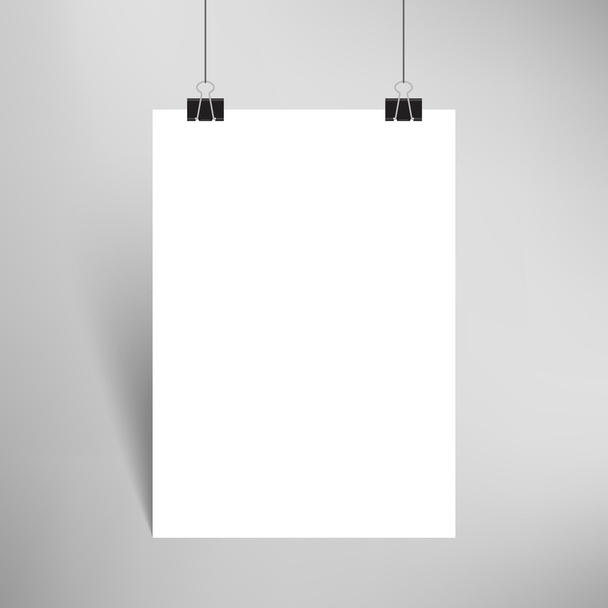 Papel en blanco con clips y sombra
 - Vector, imagen