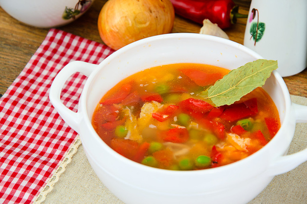 健康食品: 魚スープ野菜 - 写真・画像
