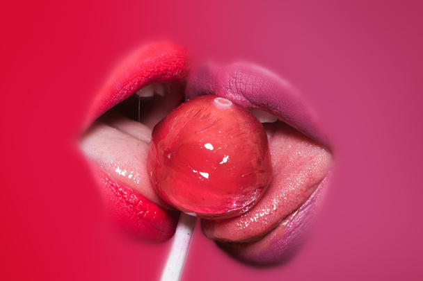 Female lips and lollipop - Photo, image