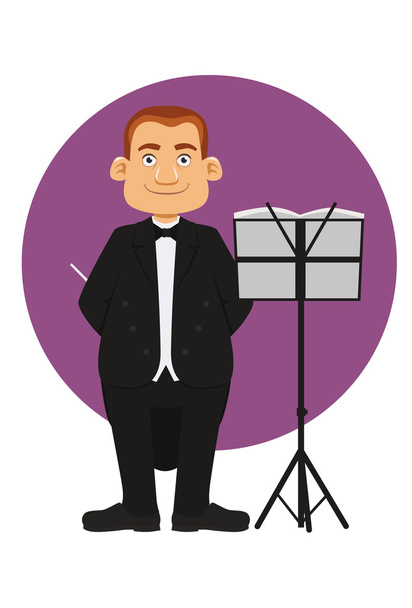 karikatura usmívající se muž dirigent orchestru - Vektor, obrázek