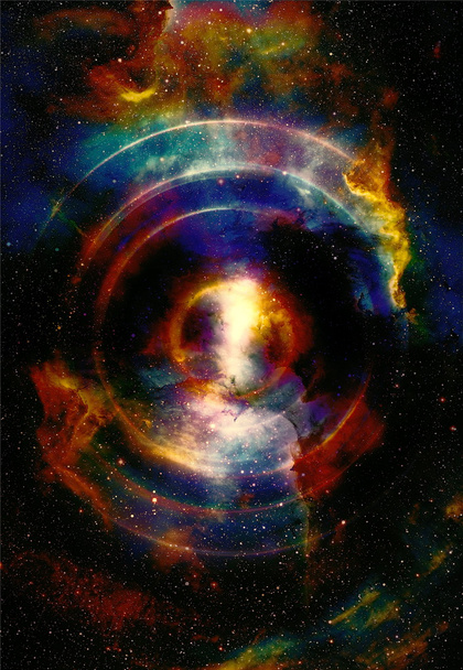 Audio música Altavoz con efecto de color. Espacio cósmico y estrellas, fondo cósmico abstracto. música espacial, concepto de música
. - Foto, imagen