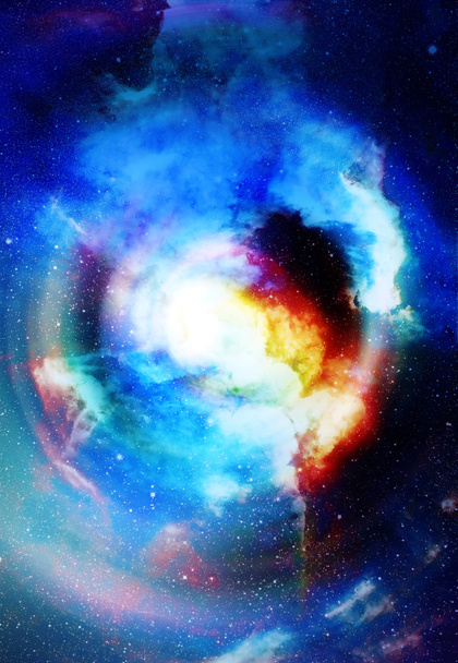 Mgławica, przestrzeń kosmiczna i gwiazdy, niebieskie kosmiczne abstrakcyjne tło. Elementy tego obrazu dostarczone przez NASA. - Zdjęcie, obraz