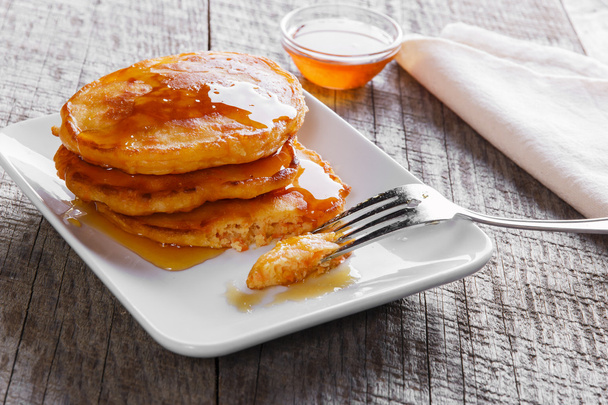 pancakes fritters carrot with maple syrup breakfast - Photo, Image