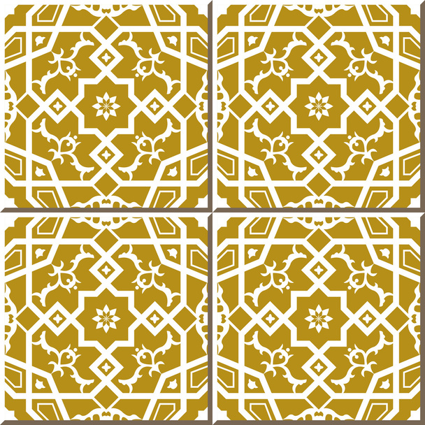 Vintage seamless wall tiles of cross polygon star lace, Moroccan, Portuguese. - Vektör, Görsel