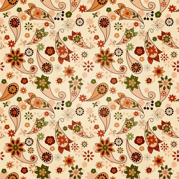 vector seamless spring pattern with paisley elements and flower - Wektor, obraz