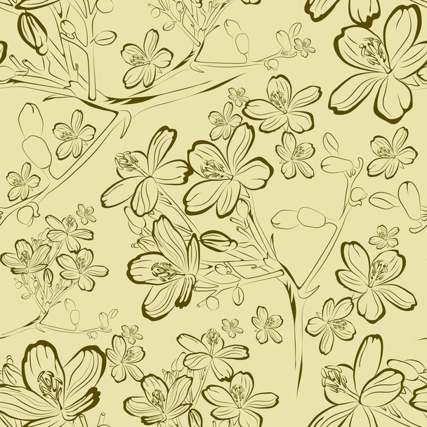 Pattern with spring flowers leafs - Vettoriali, immagini
