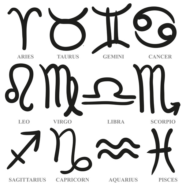 Conjunto de signos zodiacales dibujados a mano, vector
  - Vector, Imagen