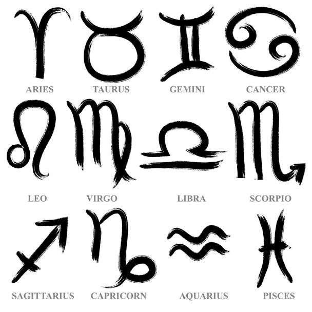 Conjunto de signos do zodíaco desenhados à mão, vetor
  - Vetor, Imagem