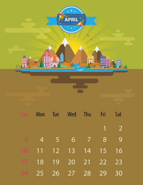 4 月のカレンダー - ベクター画像
