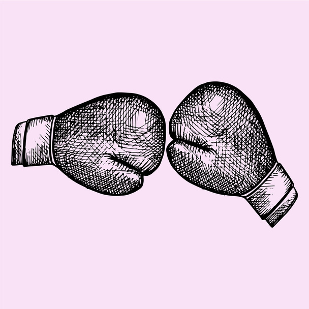 ζευγάρι δερμάτινα γάντια του μποξ - Διάνυσμα, εικόνα